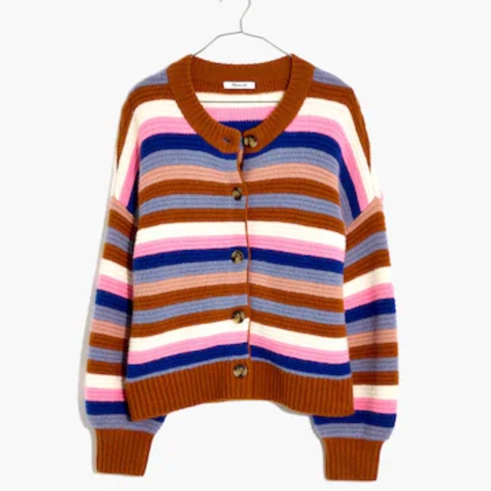 Striped Springview Cardigan Sweater in Coziest Yarn Sz xl - Picture 2 of 5
